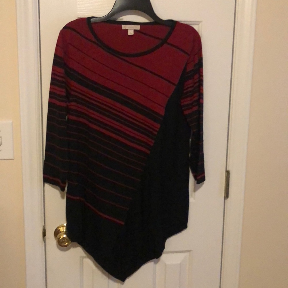 Black and red asymmetrical sweater